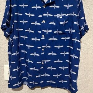 Goodfellow & Co Navy Blue Shirt with White Pattern
